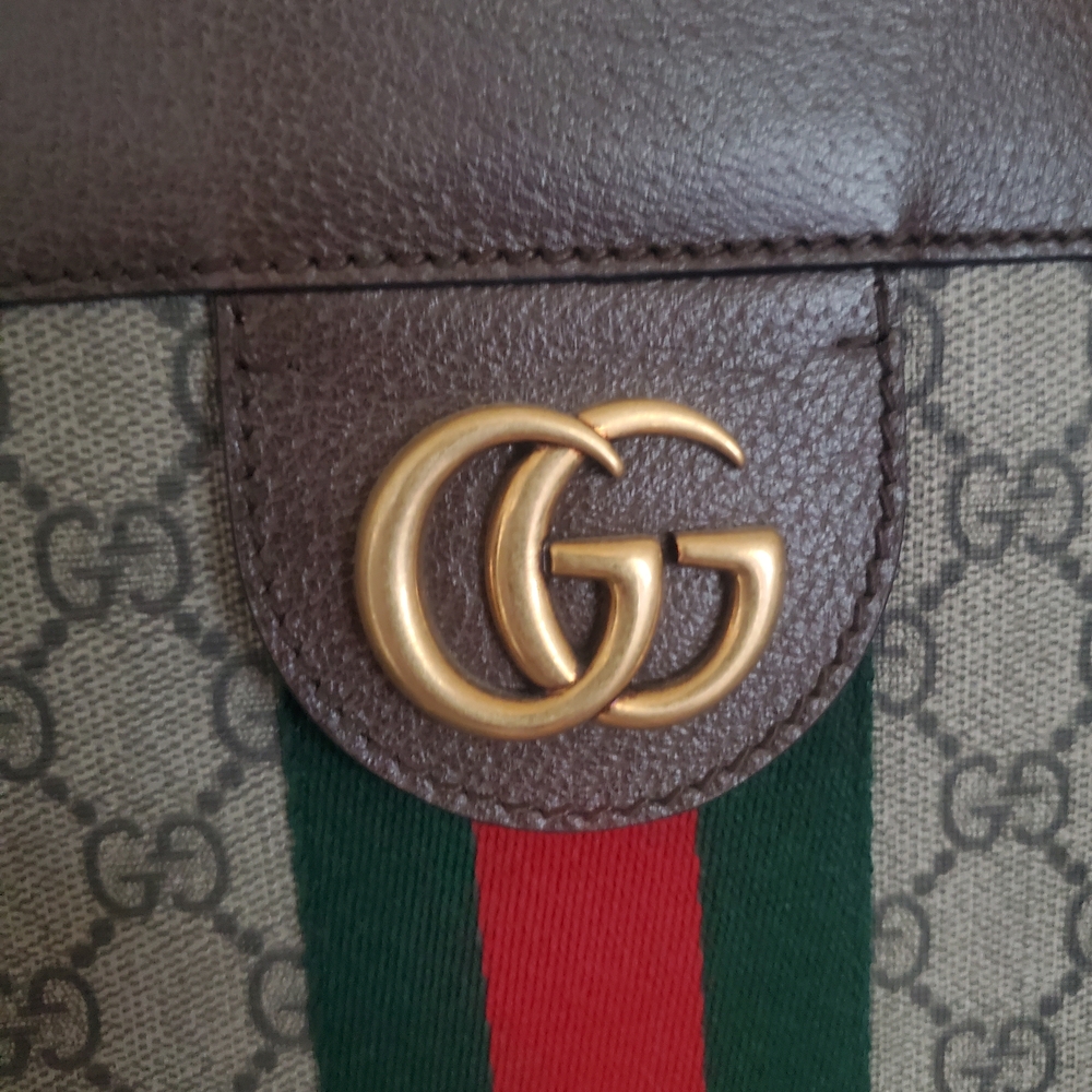Gucci Beige and Green Tote with Red Stripe - Picture 11 of 16